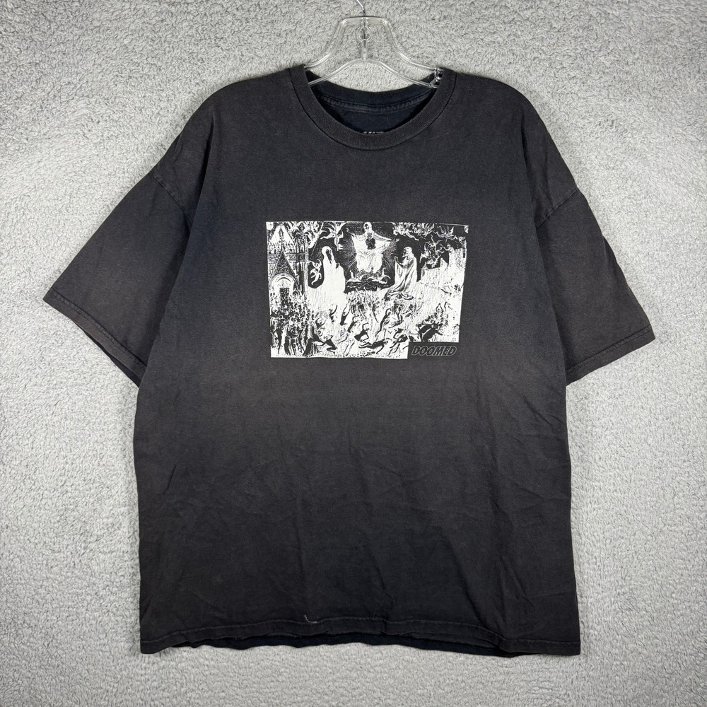 Doomed Worldwide Mens XXL Black Graphic T-Shirt Religious Art Streetwear Goth